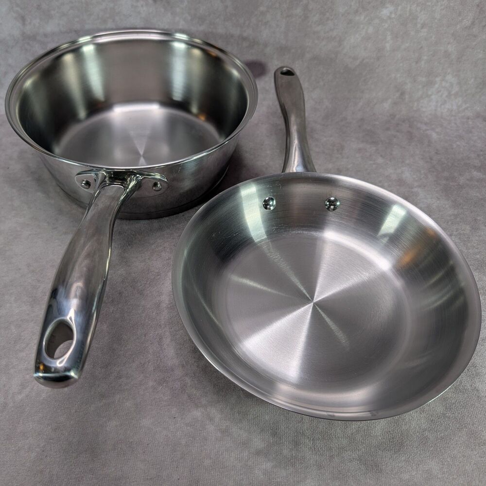 Tramontina 18/10 Stainless Steel Cookware Set 2 Qt Saucepan Skillet Frying Pan